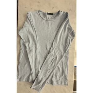 Brandy Melville Heart Eyelet Light Blue Long Sleeve Cotton Top Shirt S M L XS OS